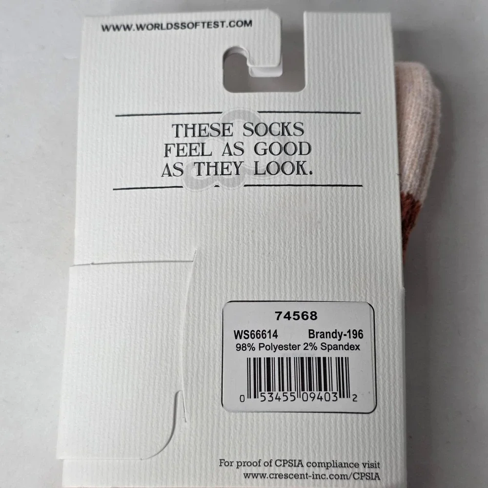 Worlds Softest Size 6-11 Weekend Collection Socks Brandy Pink Orange Geometric